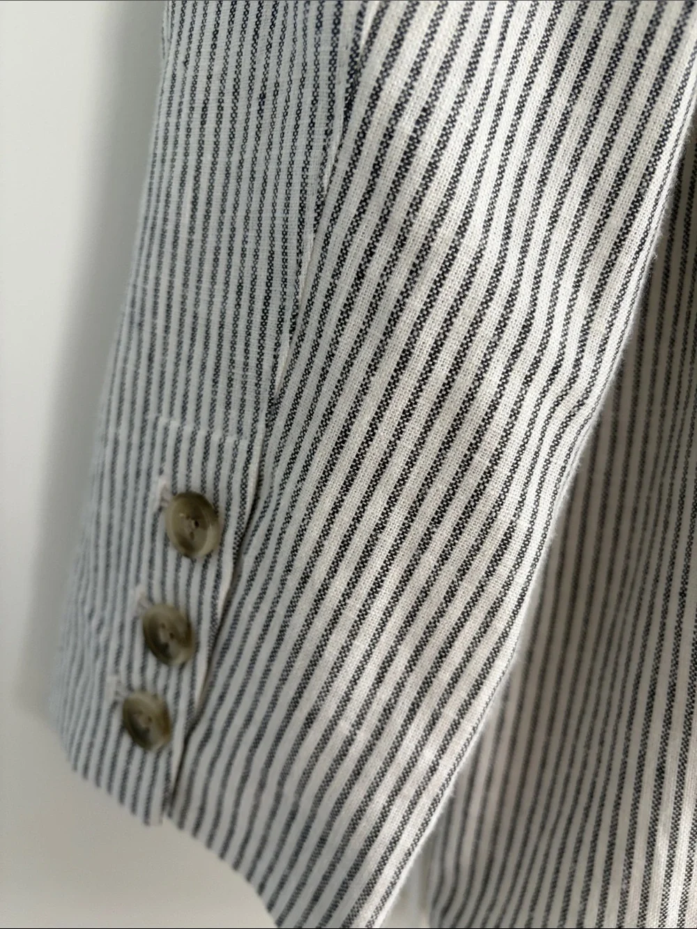 Old Navy‎ Cream and Blue Striped Double-Breasted Oversized Blazer, small